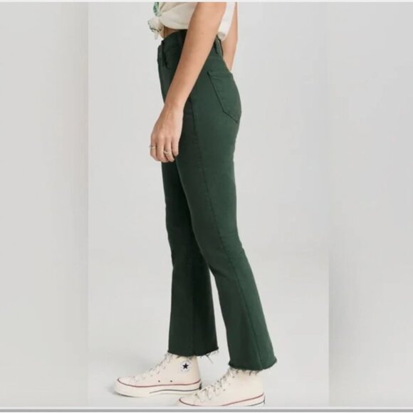 Mother Jeans The Hustler Ankle Fray "Black Forest" Green Denim Raw Hem - Picture 4 of 16